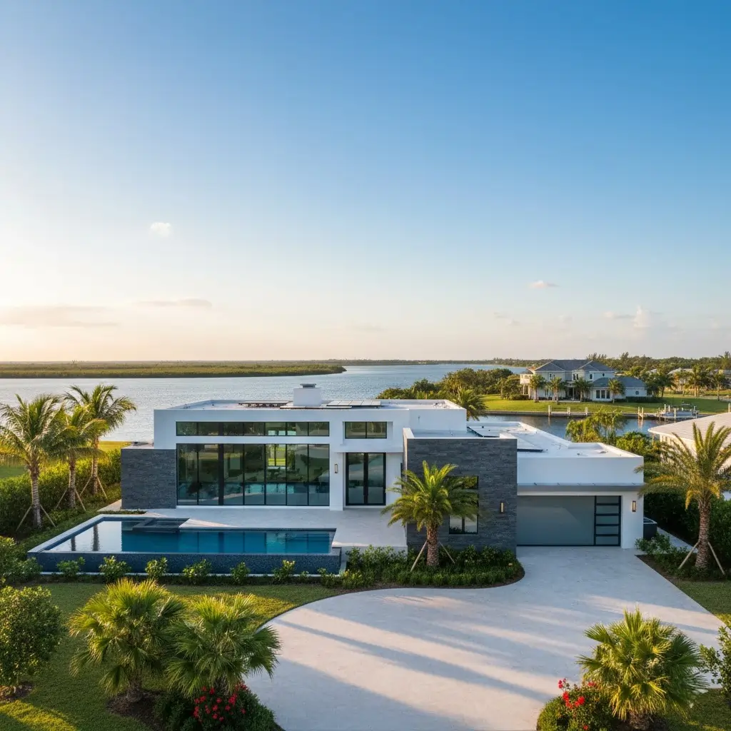 Modern commercial building in Cape Coral with a recently installed, high-performance flat roof system by Giza Roofing Solutions.